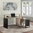 thumbnail image 2 of Scranton & Co 60"x 50" L-Shape Desk in River Oak with Matte Black Frame, 2 of 10