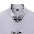 thumbnail image 4 of Kakii Men's Short Sleeve Mandarin Collar Kung Fu Shirts Chinese Traditional Embroidered Tai Chi Frog-Button Shirt, 4 of 5