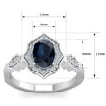 thumbnail image 5 of SuperJeweler 1 1/2 Carat Oval Shape Created Sapphire and Halo Diamond Ring In Sterling Silver For Women, 5 of 5