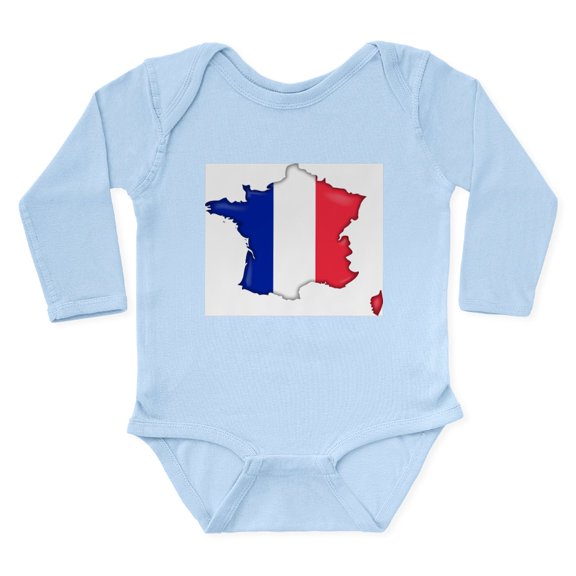 CafePress - French Flag Map Body Suit - Long Sleeve Cotton Baby Bodysuit