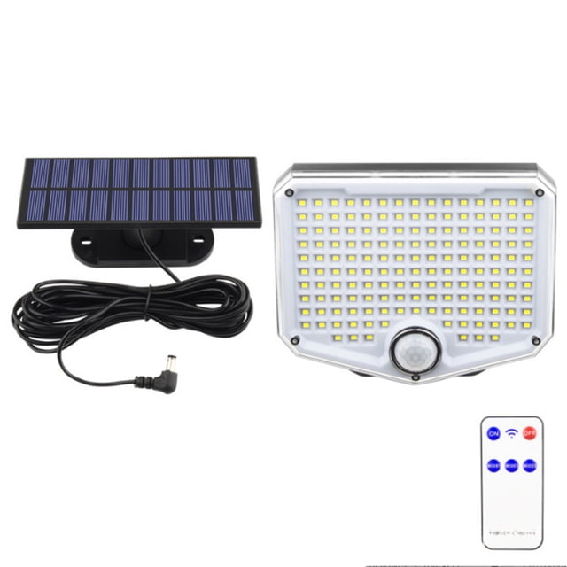 Solar Outdoor Motion Sensor Wall Light with 153-LED, IP65 Waterproof, 180° Adjustable Beam, 3-Mode Operation, Polycrystalline Panel, Remote Control