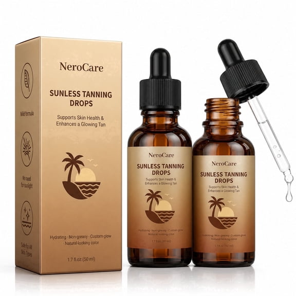 NeroCare Sunless Tanning Drops for Face & Body, Gradual Self Tanner with Aloe, Bronzing Oil Serum, 1.7 fl oz