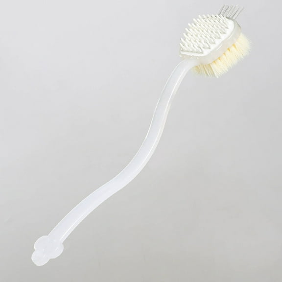 Multi Functional Double-Sided Shower Brush, Long Handle Back Scrubber Hair Washing Tool, Soft Bristled Bath Brush for Exfoliating Massage, 36cm Length