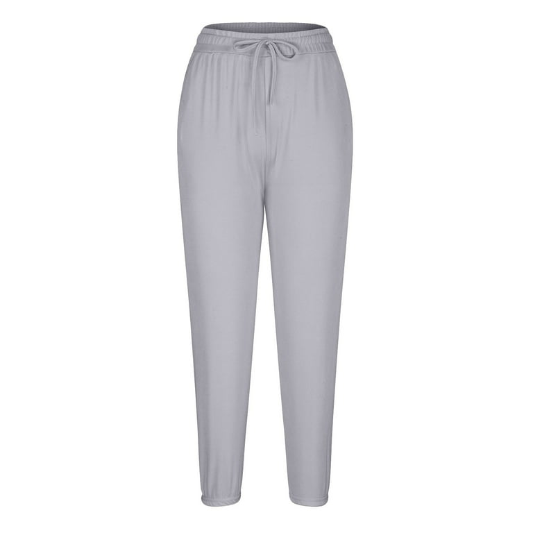 AherBiu Pajamas Pants for Women Lightweight Trackpants Sweatpants Elastic  High Waist Loungewear Trousers 