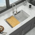 thumbnail image 2 of Quartz Kitchen Sink - 33" x 19" x 9.65" White granite composite Workstation undermount kitchen sink, 2 of 8