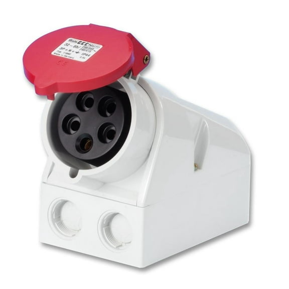 CEENORM - 32A, 415 V, Surface Mount CEE Socket, 3P+N+E, Red, IP44