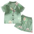 thumbnail image 2 of Antinious Casual Short Sleeve Suits for Kids,Toddler Winter Short Sleeve Outfits Sets,Toddler Baby Kids Solid Color Short Sleeved Shorts Home Wear Clothes Suit,Green,100, 2 of 5