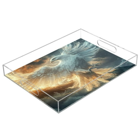 

Acrylic Tray 15.7*11.8*1.9 Inch Transparent Tray Food Tray Tea Cup Tray Serving Trays Cosmetics Storage Kitchen Table Bathroom Sundry Storage White Eagle