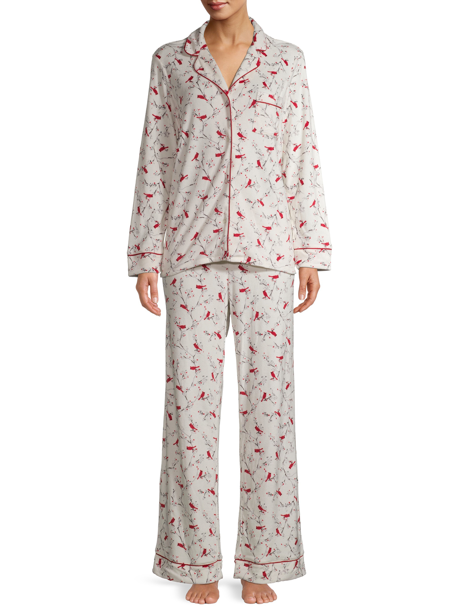 Secret Treasures Women's and Women's Plus Traditional Long Sleeve Notch Collar PJ