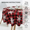 thumbnail image 5 of Christmas Round Tablecloth 60 Inch Red Black Buffalo Plaid Tablecloth Waterproof Polyester Xmas Winter Snowflake Table Cloth Table Cover for Kitchen Dining Room Picnic Patio Party, 5 of 6