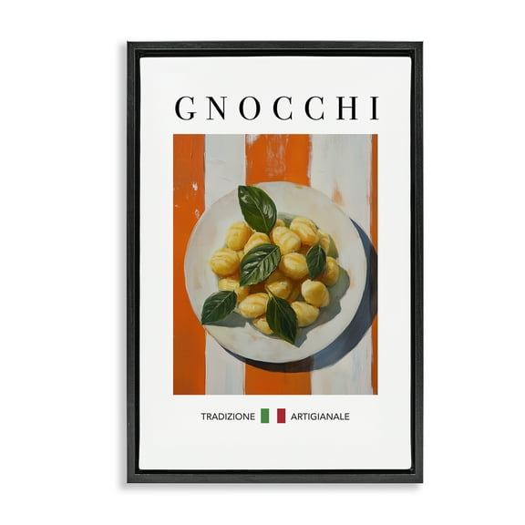 Stupell Industries Traditional Gnocchi Pasta Food & Beverage Painting Black Floater Framed Canvas Art Print Wall Art, 17 x 25