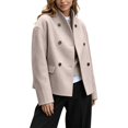 thumbnail image 2 of OJSFQUFP Womens Double Cropped Peacoats Wool Blend Casual Overcoat Long Sleeve Jacket Soild Color Business Casual Winter Warm Short Jacket, 2 of 8