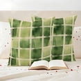 thumbnail image 3 of Green Plaid Pillow Covers 2 Pack Green Watercolor Grid Pillowcase Waterproof Outdoor Throw Pillow Cover for Patio Garden Square Cushion 16”x16”, 3 of 9