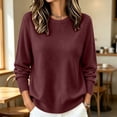 thumbnail image 2 of Liuinsasek Women's Crew-Neck Knit Sweater Solid Color Casual Long-Sleeved Loose-Fit Basic Pullover Easy Layering Piece ，Fashion Winter Outfits，Cozy Lounge Wear, 2 of 8
