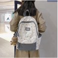 thumbnail image 3 of 2024 Cute Preppy Bag Floral Printed Kawaii Backpack Cottagecore Aesthetic Backpack Laptop Daypack (Gray), 3 of 8