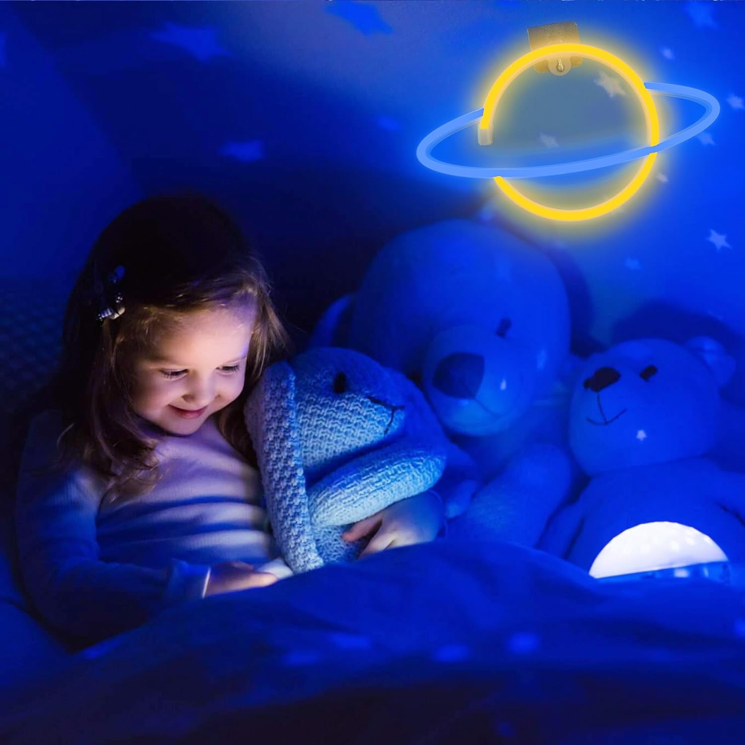 Applique Murale Néon LED à Piles/USB, Pour La Maison, La Chambre D'enfant, Le Bar, La Fête, Noël, Un Mariage, 4 - Bleu