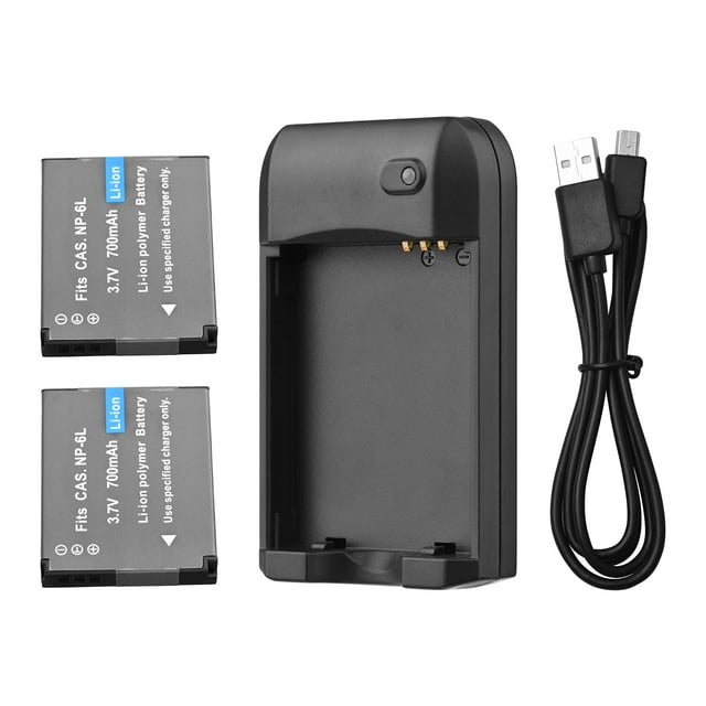 Cargador de baterías Andoer NP-6L con 2 baterías de 3,7 V y 700 mAh