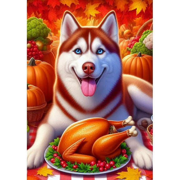 Siberian Husky Red - Best of Breed DCR Thanksgiving Garden Flag 12" x 17"