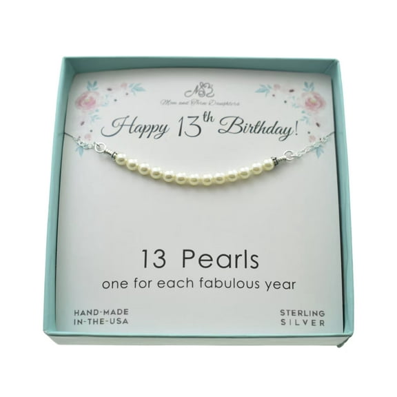 Thirteen Pearls Thirteenth Birthday Necklace in Sterling Silver. 13th Birthday Necklace. Bat Mitzvah Gift. Thirteenth Birthday Gift for Her.