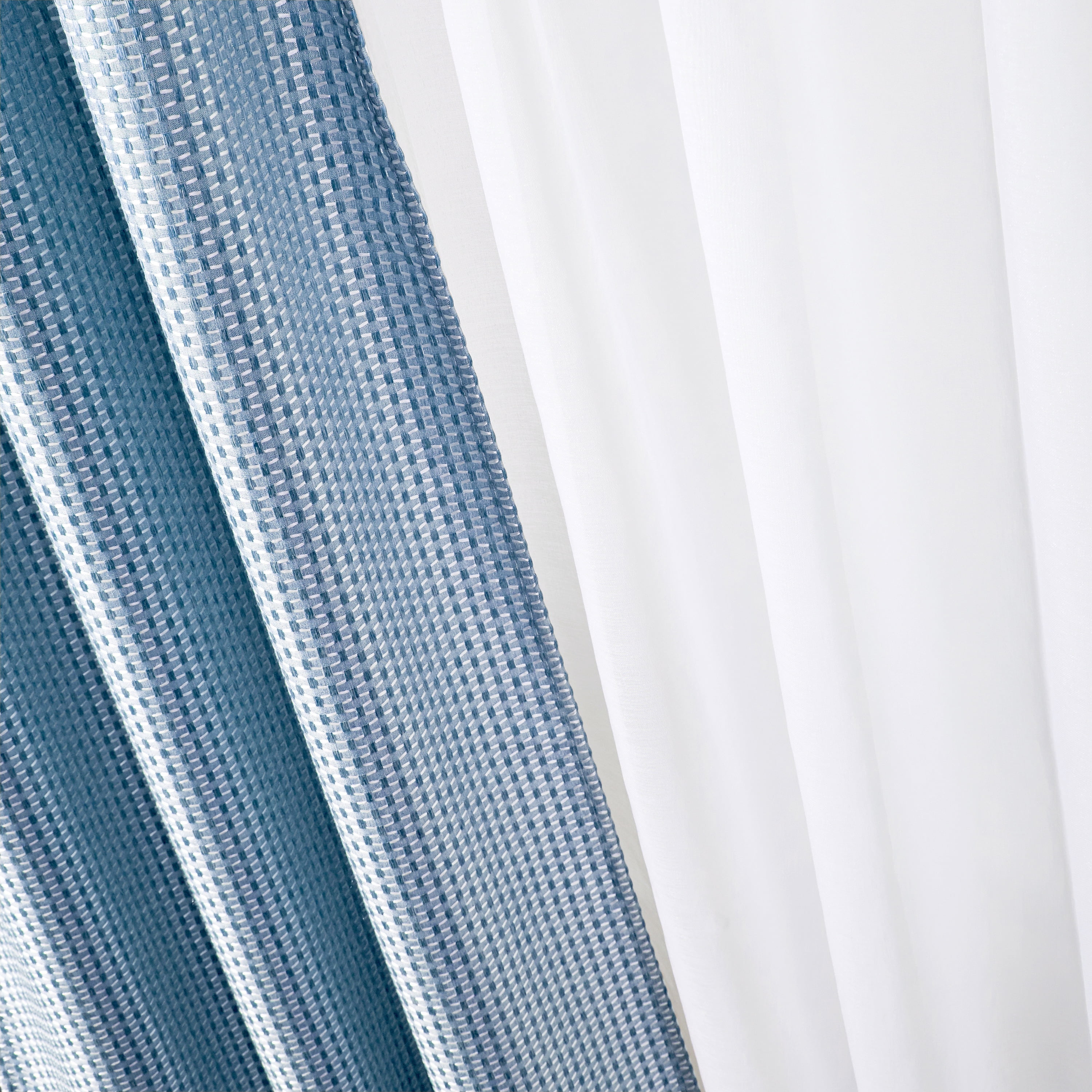 Better Homes & Gardens 4 Piece Light Blue Open Stitch & Solid Curtain & Sheer Panel Set, Light Blue, 74x63