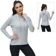 thumbnail image 3 of Satankud Women's Long Sleeve Hoodie UPF 50+ Sun Protection UV Hoodie Tops Rashguard with Thumb Hole for Yoga Hiking Sports Tops Light gray S, 3 of 9
