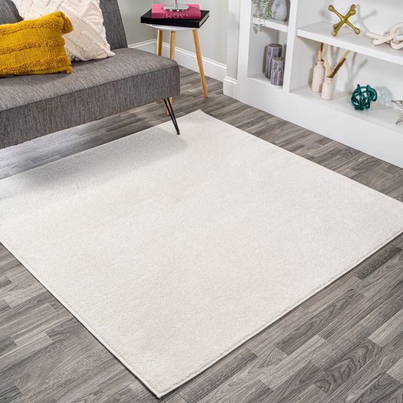 JONATHAN Y SUPERSOFT 9' Square Area Rug, Haze - Ivory, SEU100T-9SQ