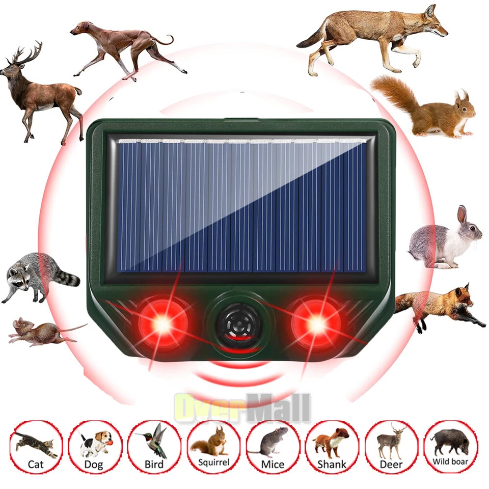CIRCLE- Ultrasonic Sound Pest Repellent Control Solar Wild Animal Repeller Rat Deterrent