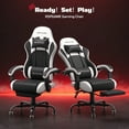 thumbnail image 4 of RSPGame Massage Ergonomic Gaming Chairs for Adults,Pocket Spring Cushion,PU Leather Office Chairs with Lumbar Support and Retractable Footrest,Home and Office Computer Chairs-White Racing, 4 of 12