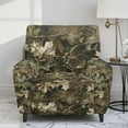 thumbnail image 2 of Xoenoiee Hunting Camo Print Recliner Chair Covers, Stretch Recliner Cover with Elastic Bottom, Soft Lazy Boy Reclining Rocker Slipcover for Living Room, 2 of 7
