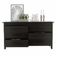 thumbnail image 3 of Atlin Designs Modern Wood Bedroom Double Dresser with 6-Drawer in Black, 3 of 6