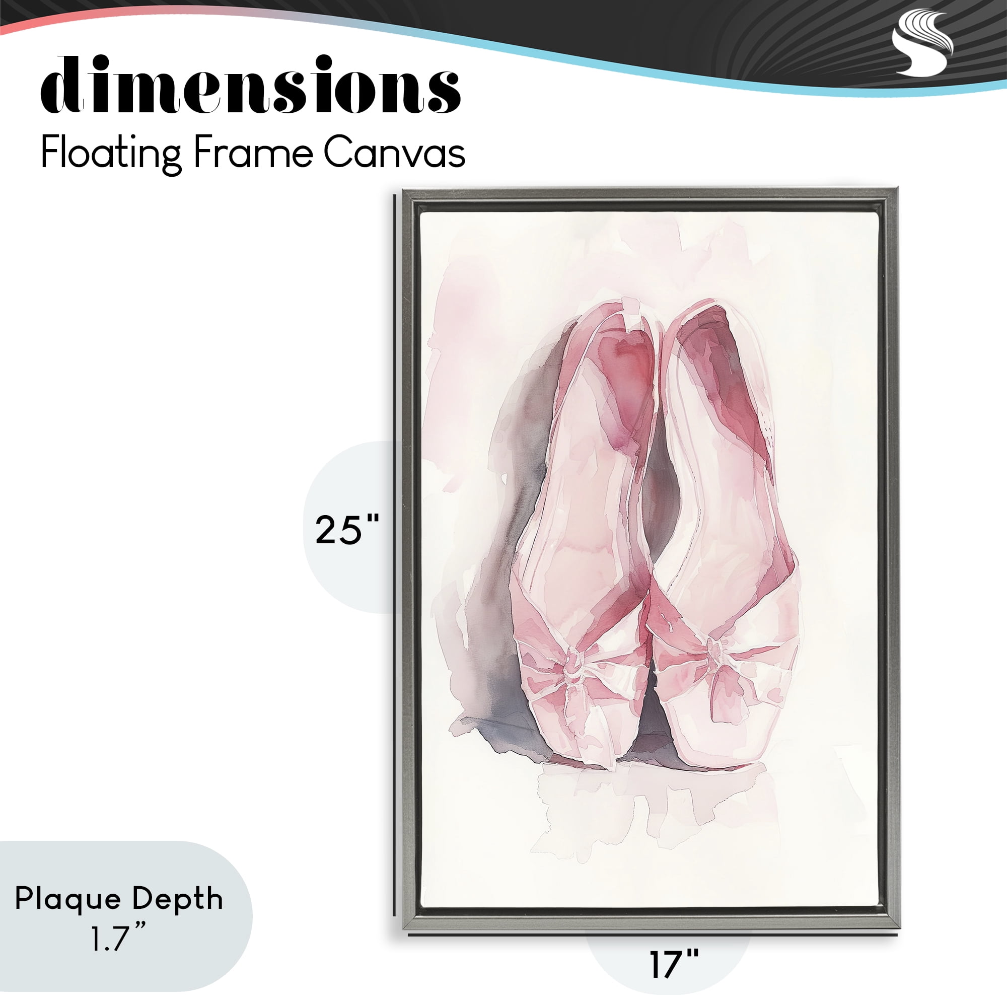 Stupell Industries Soft Blush Ballet Slippers Gray Framed Floater Canvas Wall Art, design by Ray Powers
