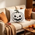 thumbnail image 3 of YAWUBT Halloween Tufted Embroidery Jack-O'-Lantern Throw Pillow, 18x18 Inch Decorative Accent Pillow, Farmhouse Halloween Pumpkin Cushion, Home Decor, 3 of 6
