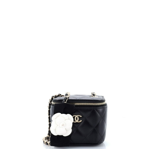 Pre-Owned Camellia Bow Vanity Case with Chain Quilted Lambskin Mini By Rebag