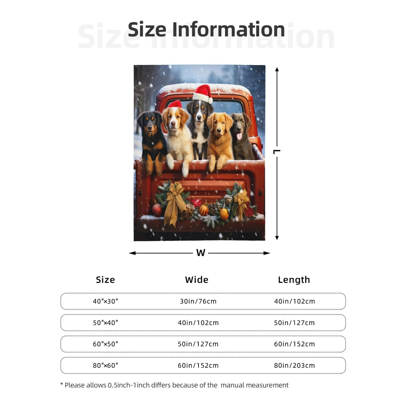 PHELIKA Christmas Red Truck Golden Retriever Dog 04 All Season Soft Throw Blanket Lightweight Flannel Fleece Blankets 80"x60"