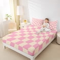 thumbnail image 4 of Feelyou Pink Fashion Check Bed Sheets, Cartoon Pixelate Miner King Sheets, Modern Plaid Buffalo Sheet Set, Breathable Home Decor, 4 Pieces, 4 of 7
