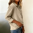 thumbnail image 4 of Womens Corduroy Shirts Long Sleeve Collared Button Down Blouse Oversized Tops Jackets Shackets With Pocket Beige, 4 of 7