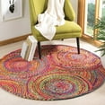thumbnail image 2 of Indian Handloom Handmade Hand Braided Natural Juteand Cotton Round Floor Area Rug, Floor Carpet Rug 4 x 4 Feet, 2 of 4