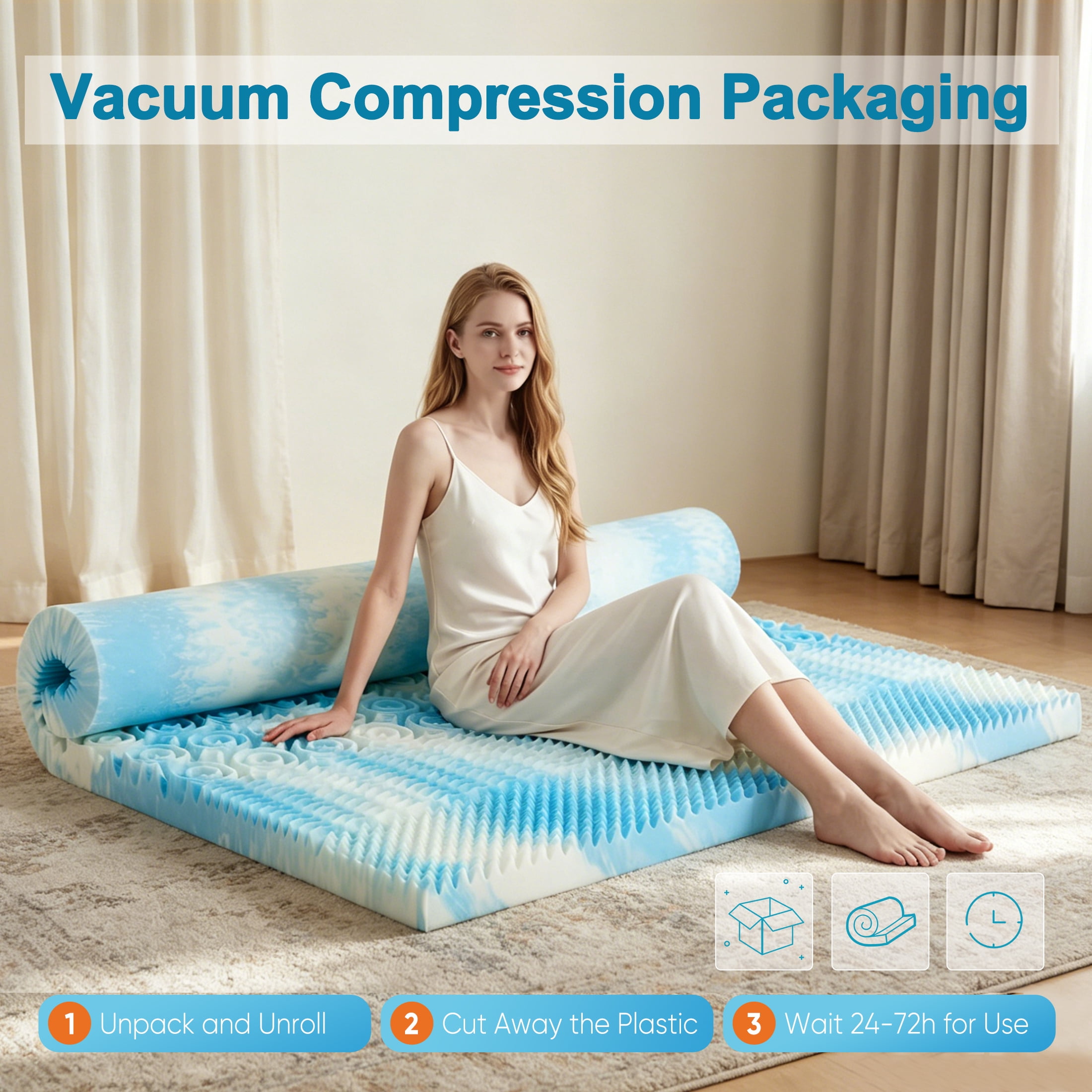 EDX 5-Zone Mattress Topper, 2 Inch Cooling Gel Memory Foam toppers for Optimal Pressure Dispersion, CertiPUR-US Certified, Full