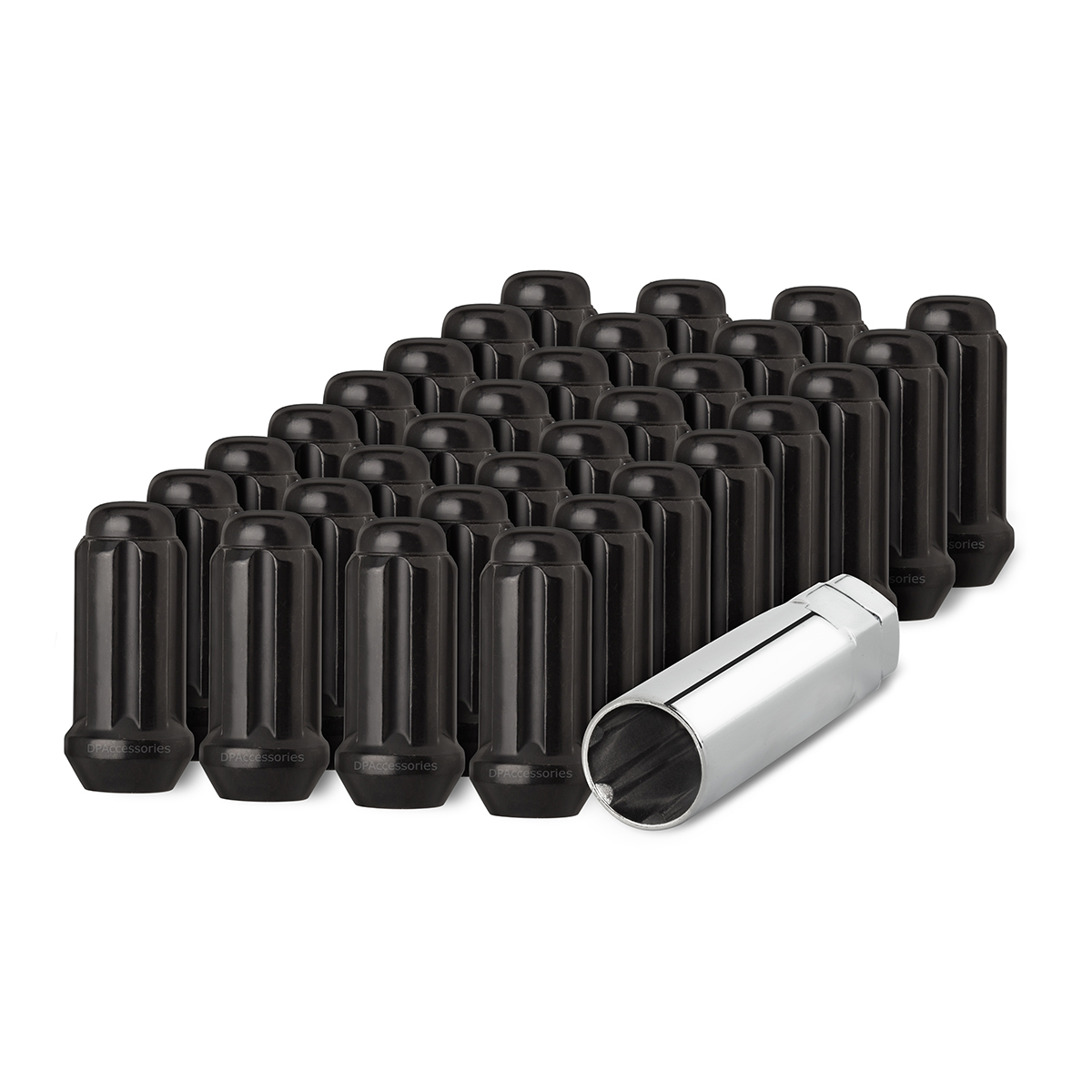 32 Black 1/220 Closed End Duplex XL Spline Lug Nuts for Aftermarket