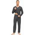 thumbnail image 4 of MoFiz Men's Bamboo Pajamas Set Long Sleeve V-Neck Top and Pants with Pockets Loungewear 2-Piece for Men, 4 of 6