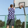 thumbnail image 5 of Xecao blue Skull flower print basketball shirt for both men and women, a unisex basketball jersey perfect for theme parties-Medium, 5 of 6