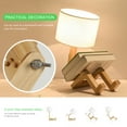 thumbnail image 2 of Bedside Cute Table Lamp with Wood Changeable Base, Vintage White Farbic Lampshade Nightstand Lamp, Industrial Small Reading Desk Light Decor for Living Room, Kids Room, Ktichen Island, 2 of 7