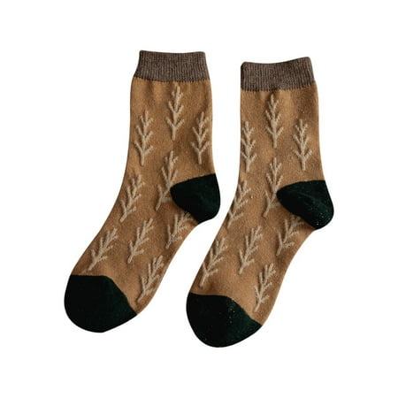 

Aoochasliy Christmas Socks Winter Women Socks Middle Tube Trees Keeping Warm Cute Wool Socks