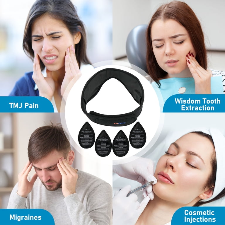 LotFancy Wisdom Teeth Ice Pack Head Wrap, with 4 Reusable Hot Cold