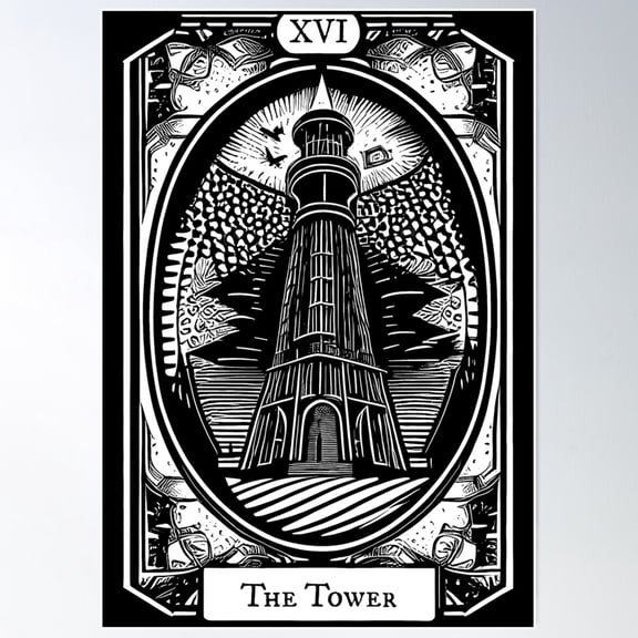 The Tower Tarot Card Poster Wall Art, Modern Wall Decor For Living Room Bedroom, 8x12 UNFRAMED