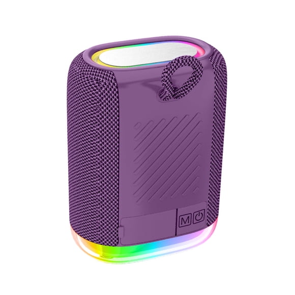 Parlante Portátil Bluetooth con Luces RGB, Bocina Pequeña Recargable para Viajes y Fiestas Morado