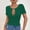 Green, variant on Women Short Sleeve Deep V Neck Tops Casual Sexy Cut Out Twist Knot Blouse Comfy Solid Shirts Fitted Cotton Tshirt Tee Green L