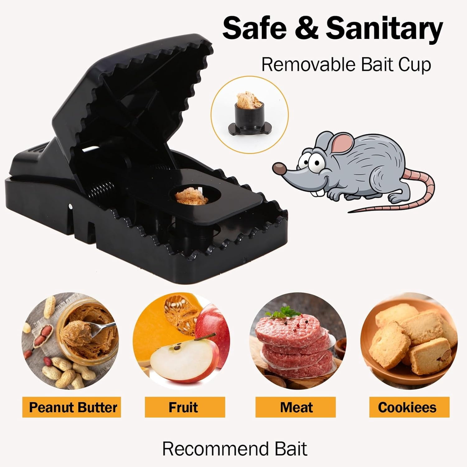 Rat Trap, Large Mouse Traps, Mouse Traps Indoor for Home, Instant Kill Traps for Mouse Rat Chipmunk, Quick Set Up and Reusable - 6 Pack, Black