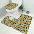 thumbnail image 2 of Blue Green Leaf Sunflower Pattern Bathroom Rugs Sets 3 Piece,Toilet Cover Set,Absorbent Non Slip Bathroom Mats Sets with U-Shaped Contour Rug Toilet Rug Set, 2 of 5