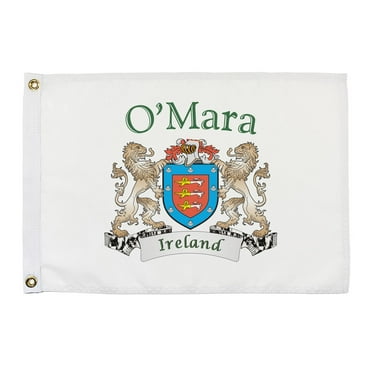 O'Mara Irish Coat of Arms Small White Flag - 16"x10.5" inches